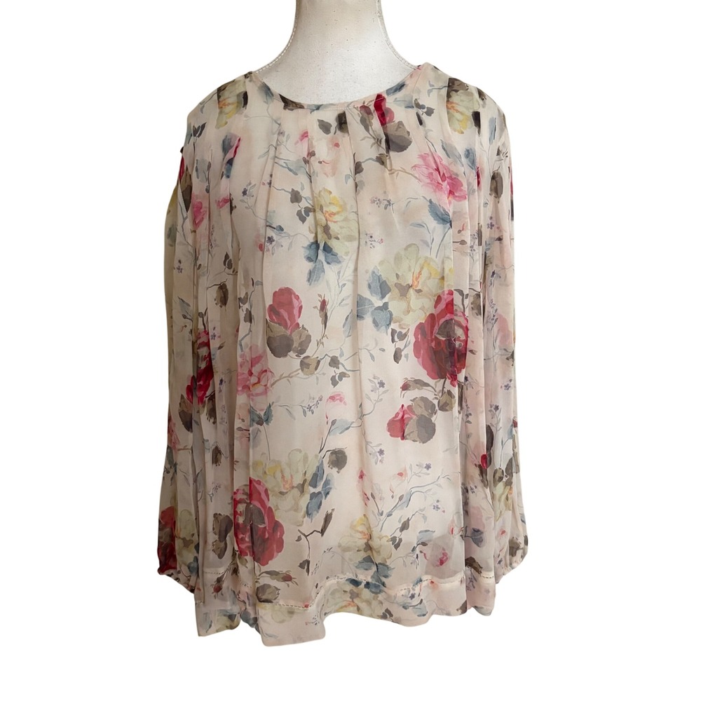 ZIMMERMANN Silk‎ Sheer Mischief Blouse Top Size 3 Large Floral fairy